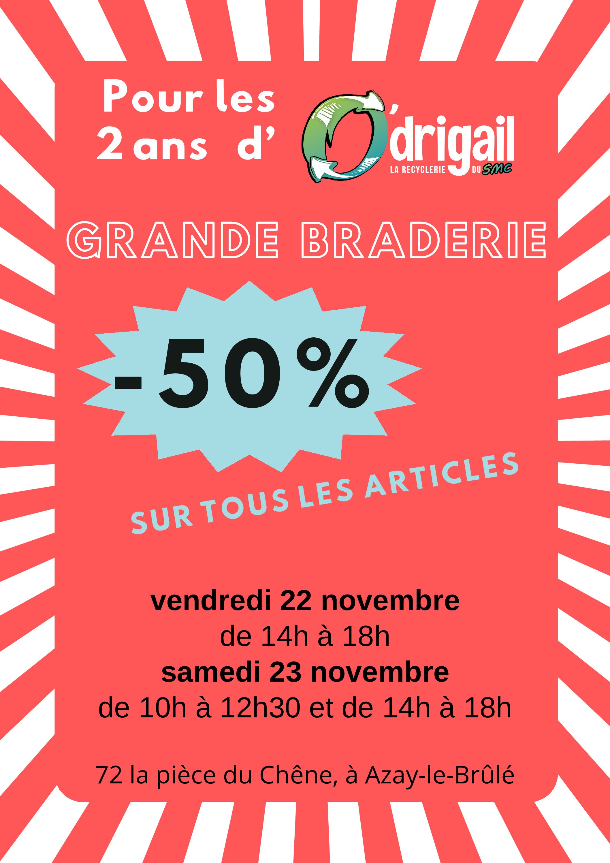 Braderie à la recyclerie O’drigail 22 et 23 novembre