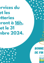 Fermeture des service du SMC à 16h, le 24 et 31 décembre 2024